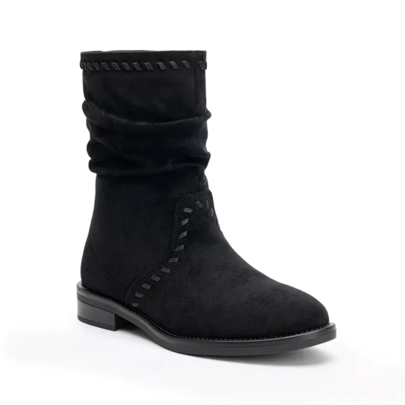 Bottines souples femme effet suédine - noir - 41