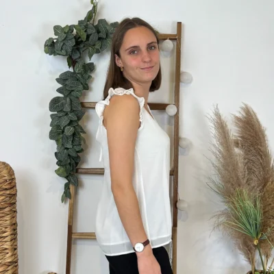 N087- Blouse unie By One (T36-T38) - blanc - 38