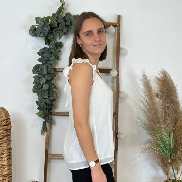 N087- Blouse unie By One (T36-T38) - blanc - 38