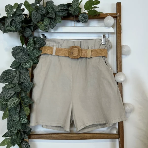 N983- Short avec ceinture (Tu) - beige - taille-unique