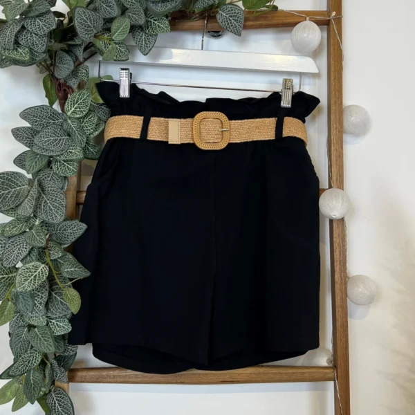 N983- Short avec ceinture (Tu) - noir - taille-unique