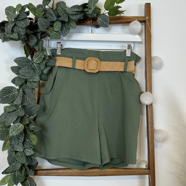 N983- Short avec ceinture (Tu) - kaki - taille-unique
