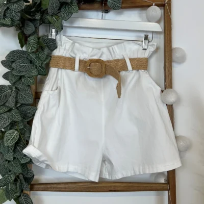 N983- Short avec ceinture (Tu) - blanc - taille-unique