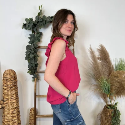 N087- Blouse unie By One (T36-T38) - fuchsia - 38