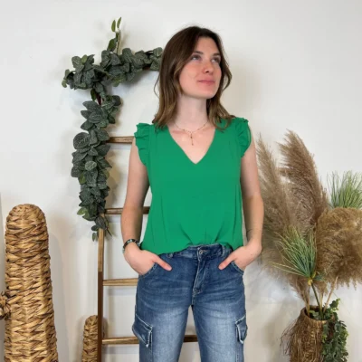 N087- Blouse unie By One (T36-T38) - vert-bresil - 38