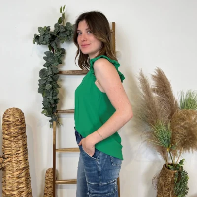 N087- Blouse unie By One (T36-T38) - vert-bresil - 38