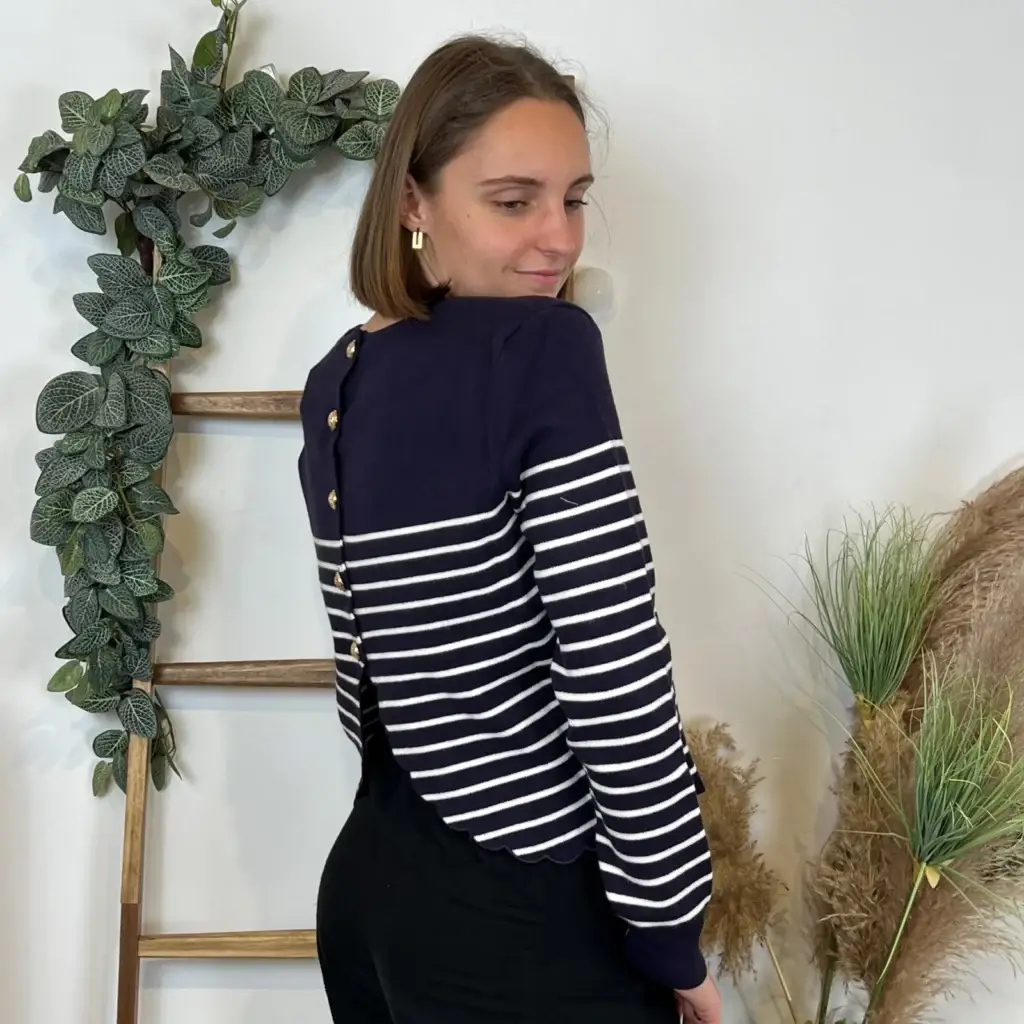 L358- Pull marinière dos ouvert (Tu)