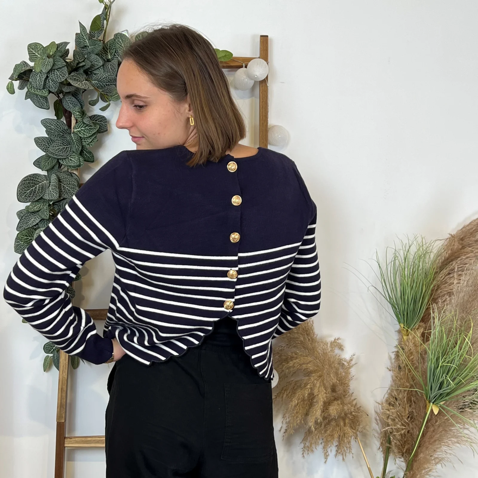 L358- Pull marinière dos ouvert (Tu)