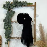 Foulard chèche uni froissé femme – Petit prix 4€ - noir - sans-taille