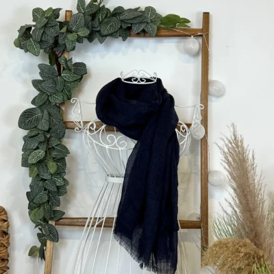 Y510– Foulard uni froissé - marine - sans-taille