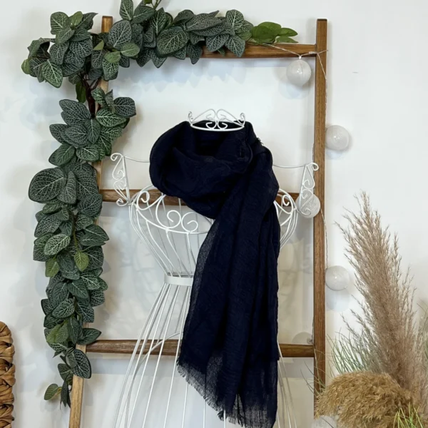 Y510– Foulard uni froissé - marine - sans-taille