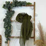 Foulard chèche uni froissé femme – Petit prix 4€ - kaki - sans-taille