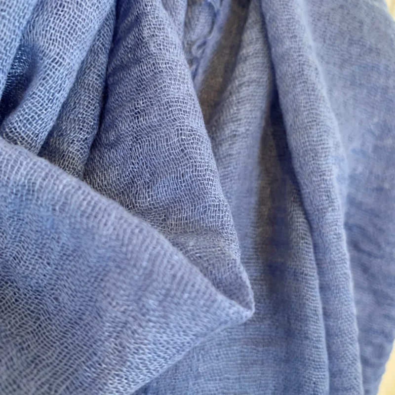 Foulard chèche uni froissé femme - bleu-jeans - sans-taille