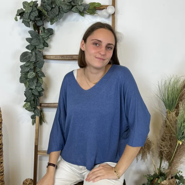 k984- Pull léger Emporium (Tu) - bleu-jeans - taille-unique