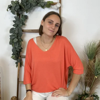k984- Pull léger Emporium (Tu) - corail - taille-unique