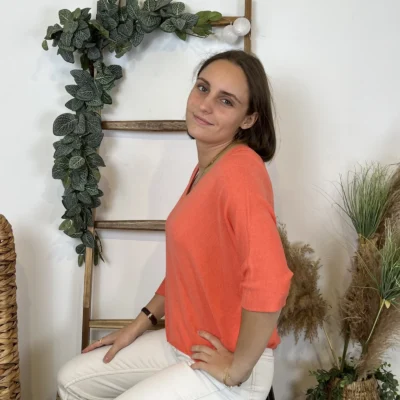 k984- Pull léger Emporium (Tu) - corail - taille-unique