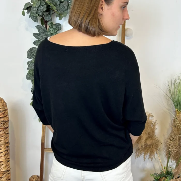 Pull femme maille fine col V « Tendance » - marine - taille-unique
