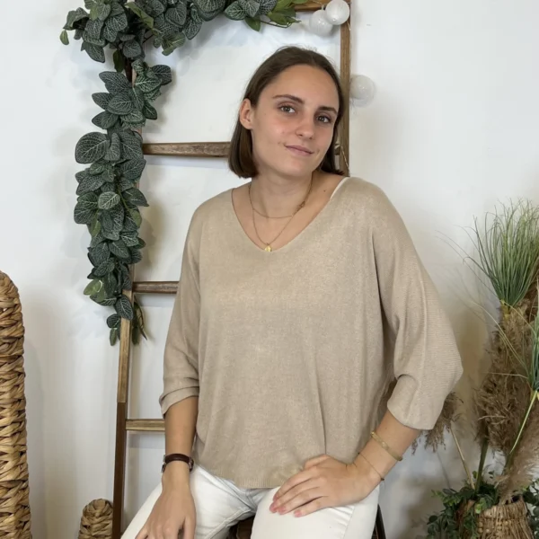 k984- Pull léger Emporium (Tu) - beige - taille-unique