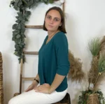 Pull femme maille fine col V « Tendance » - bleu-canard - taille-unique