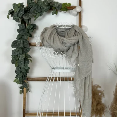 Y510– Foulard uni froissé - gris - sans-taille