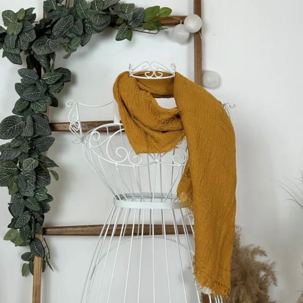 Y510– Foulard uni froissé - moutarde - sans-taille