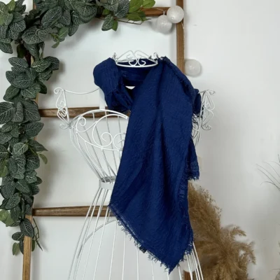 Y510– Foulard uni froissé - bleu-royal - sans-taille