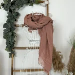 Foulard chèche uni froissé femme – Petit prix 4€ - vieux-rose - sans-taille