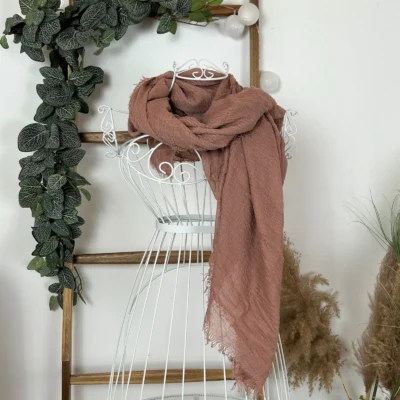 Y510– Foulard uni froissé - vieux-rose - sans-taille