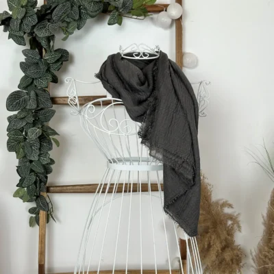 Y510– Foulard uni froissé - gris - sans-taille