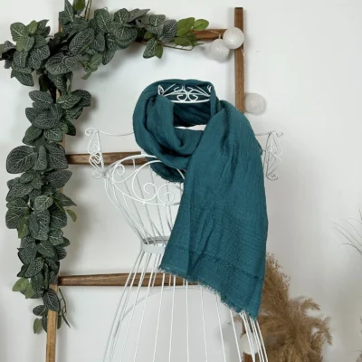 Y510– Foulard uni froissé - bleu-turquoise - sans-taille