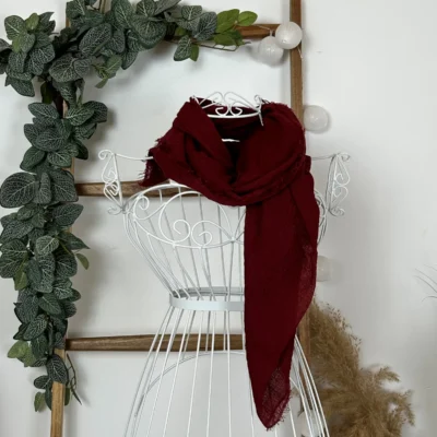 Y510– Foulard uni froissé - bordeaux - sans-taille