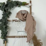 Foulard chèche uni froissé femme – Petit prix 4€ - taupe - sans-taille