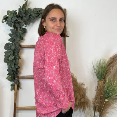 I930- Blouse Melya, imprimé cachemire (T36-T46) - fuchsia - 48