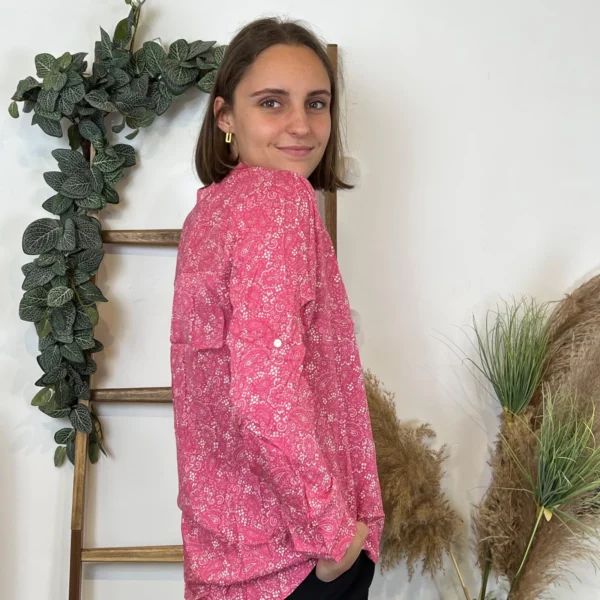 I930- Blouse Melya, imprimé cachemire (T36-T46) - fuchsia - 48