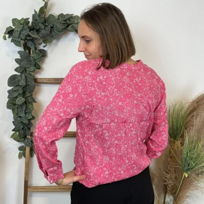 I930- Blouse Melya, imprimé cachemire (T36-T46) - fuchsia - 48