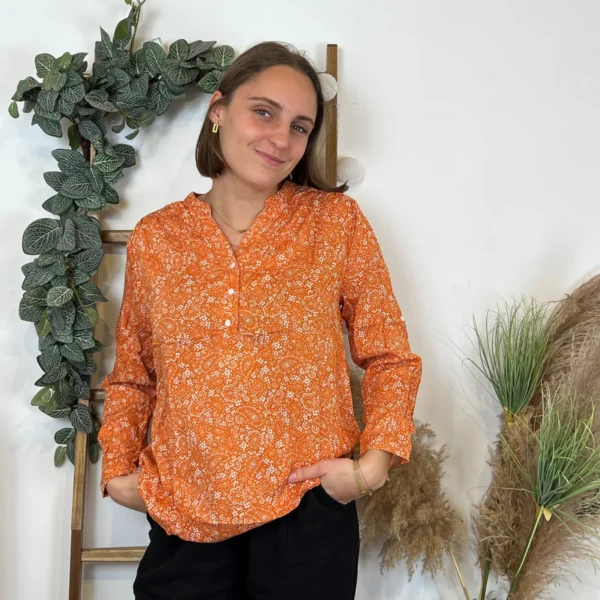 I930- Blouse Melya, imprimé cachemire (T36-T46) - orange - 48