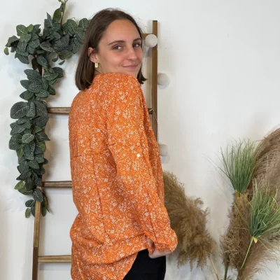 I930- Blouse Melya, imprimé cachemire (T36-T46) - orange - 48