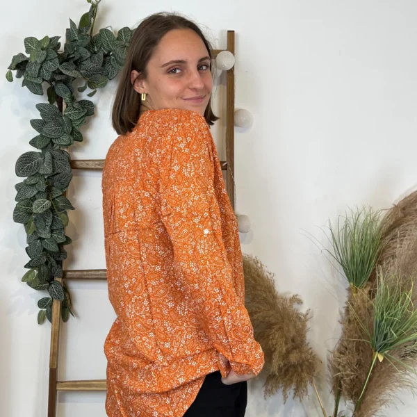 I930- Blouse Melya, imprimé cachemire (T36-T46) - orange - 48