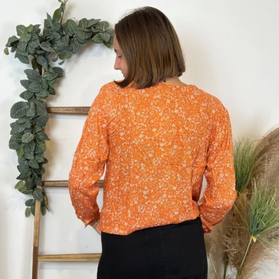 I930- Blouse Melya, imprimé cachemire (T36-T46) - orange - 48