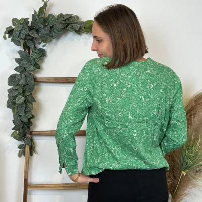 I930- Blouse Melya, imprimé cachemire (T36-T46) - vert-emeraude - 48