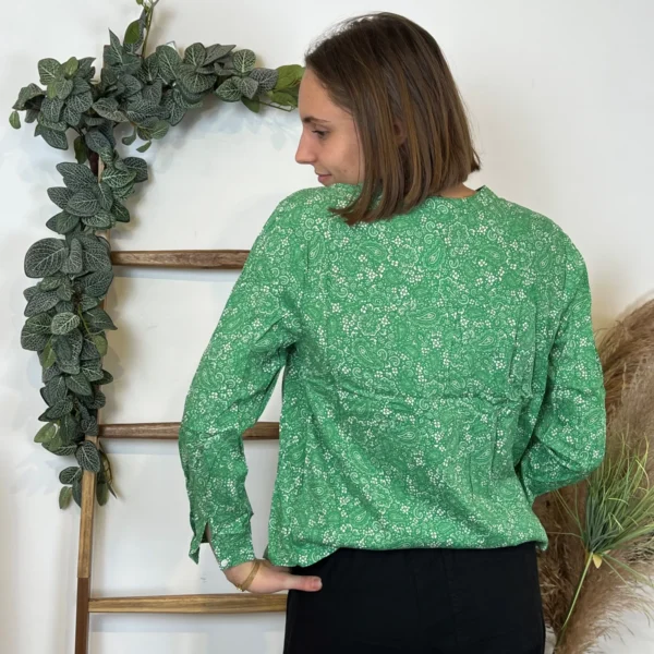 I930- Blouse Melya, imprimé cachemire (T36-T46) - vert-emeraude - 48