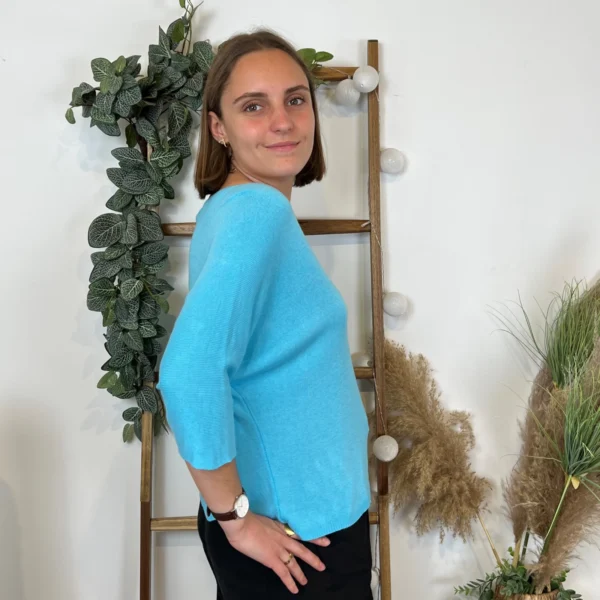 k984- Pull léger Emporium (Tu) - bleu-turquoise - taille-unique