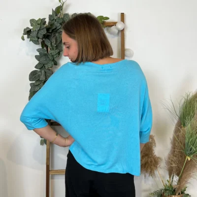 k984- Pull léger Emporium (Tu) - bleu-turquoise - taille-unique