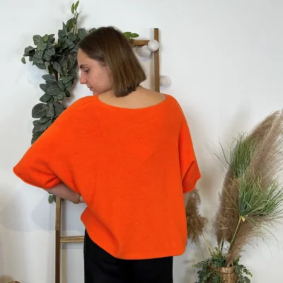 K545- Pull loose Crop-Top (Tu) - orange - taille-unique