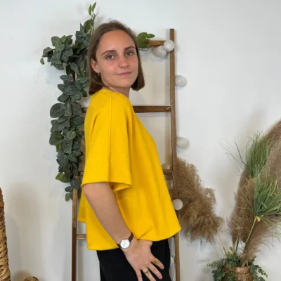 K545- Pull loose Crop-Top (Tu) - jaune - taille-unique