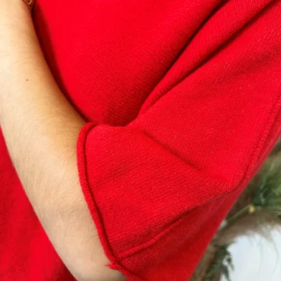 K545- Pull loose Crop-Top (Tu) - rouge - taille-unique