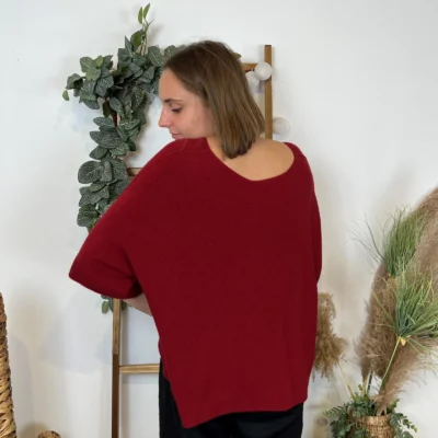 K545- Pull loose Crop-Top (Tu) - bordeaux - taille-unique