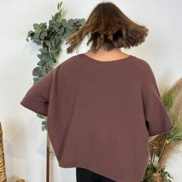 K545- Pull loose Crop-Top (Tu) - marron - taille-unique