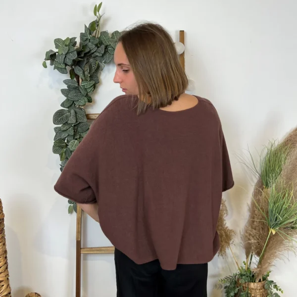 K545- Pull loose Crop-Top (Tu) - marron - taille-unique