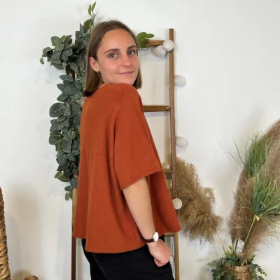 K545- Pull loose Crop-Top (Tu) - rouille - taille-unique